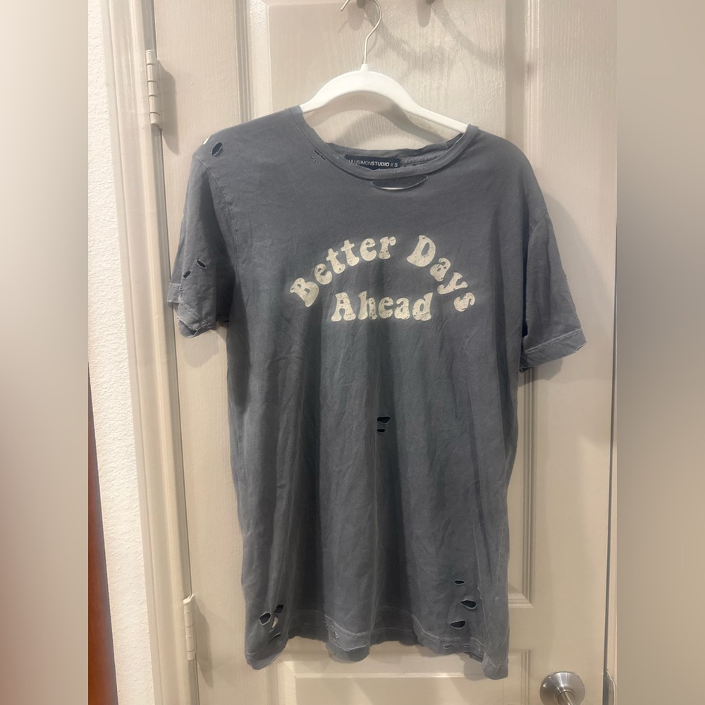 Lulusimonstudio Gray distressed Shirt- small